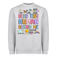 Heather Grey dear tiny human behind me Heavyweight Sweatshirt - JahusDesignShop