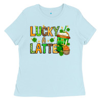 Baby Blue St. Patrick's Lucky a latte Ladies Tee - OliviaCreatesArt