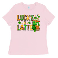 Bubblegum Pink St. Patrick's Lucky a latte Ladies Tee - OliviaCreatesArt