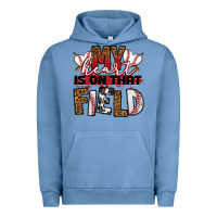Pigment Pebble Blue my heart is on that field baseball Urban Hoodie - RanaPortraitStore