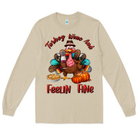 Mushroom turkey wine and feelin fine Long Sleeve Tee - BundleAndBundleShop