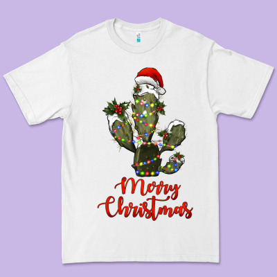 Merry Christmas Cactus Premium Tee Designed By Ranaportraitstore