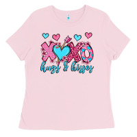 Bubblegum Pink xoxo hugs and kisses olivia Ladies Tee - OliviaCreatesArt