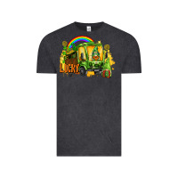 Vintage Black lucky gnomes truck St. Patrick's Day Vintage Tee - FaDigitalArtStudio