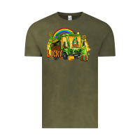 Vintage Olive lucky gnomes truck St. Patrick's Day Vintage Tee - FaDigitalArtStudio