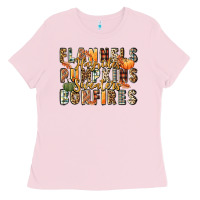 Bubblegum Pink flannels hayrides pumpkins  bonfires Ladies Tee - FaDigitalArtStudio