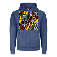 Vintage Denim african masks colorful seamless pattern Vintage Hoodie - BundleAndBundleShop