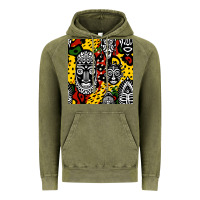 Vintage Olive african masks colorful seamless pattern Vintage Hoodie - BundleAndBundleShop