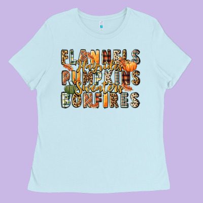 Flannels Hayrides Pumpkins  Bonfires Ladies Tee Designed By Fadigitalartstudio