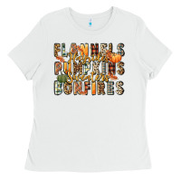 White flannels hayrides pumpkins  bonfires Ladies Tee - FaDigitalArtStudio