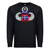 Black 82nd Airborne Div Parachutist Wings and Patch - Distressed Premium Sweatshirt - baoMotion