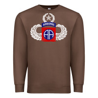 Chestnut 82nd Airborne Div Parachutist Wings and Patch - Distressed Premium Sweatshirt - baoMotion