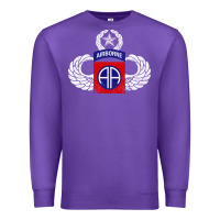 Purple 82nd Airborne Div Parachutist Wings and Patch - Distressed Premium Sweatshirt - baoMotion