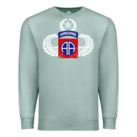 Seafoam 82nd Airborne Div Parachutist Wings and Patch - Distressed Premium Sweatshirt - baoMotion