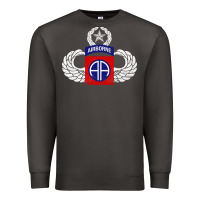 Smoke 82nd Airborne Div Parachutist Wings and Patch - Distressed Premium Sweatshirt - baoMotion