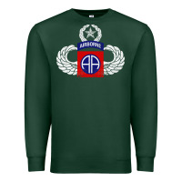Sports Green 82nd Airborne Div Parachutist Wings and Patch - Distressed Premium Sweatshirt - baoMotion