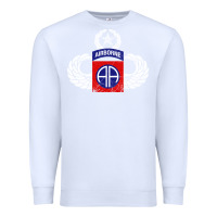 White 82nd Airborne Div Parachutist Wings and Patch - Distressed Premium Sweatshirt - baoMotion