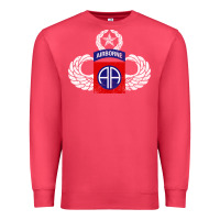 Cardinal 82nd Airborne Div Parachutist Wings and Patch - Distressed Premium Sweatshirt - baoMotion