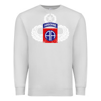 Dove Grey 82nd Airborne Div Parachutist Wings and Patch - Distressed Premium Sweatshirt - baoMotion
