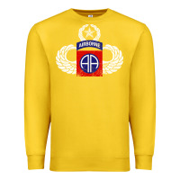 Lemon 82nd Airborne Div Parachutist Wings and Patch - Distressed Premium Sweatshirt - baoMotion
