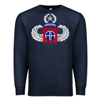 Navy 82nd Airborne Div Parachutist Wings and Patch - Distressed Premium Sweatshirt - baoMotion