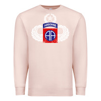 Pale Pink 82nd Airborne Div Parachutist Wings and Patch - Distressed Premium Sweatshirt - baoMotion