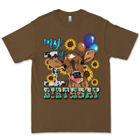 Cacao My first Birthday baby cow sunflower Premium Tee - HowdyJamesFarm