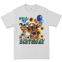 Dove Grey My first Birthday baby cow sunflower Premium Tee - HowdyJamesFarm