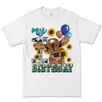 White My first Birthday baby cow sunflower Premium Tee - HowdyJamesFarm