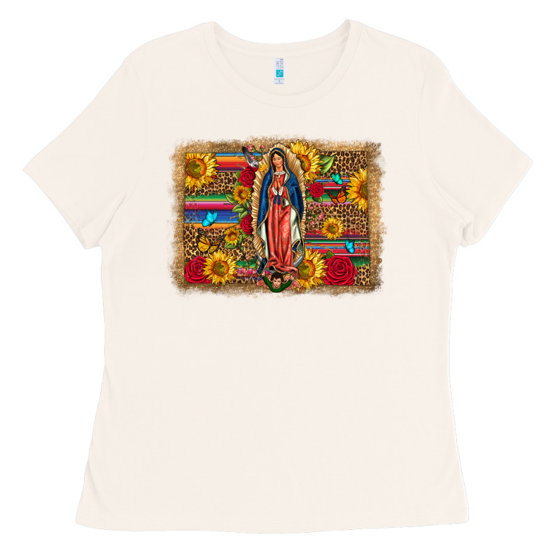 Our Lady Of Guadalupe Glitter Leopard Flowers Ladies Tee by FaDigitalArtStudio | Teevron