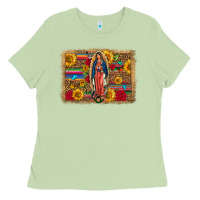 Matcha Our Lady Of Guadalupe Glitter Leopard Flowers Ladies Tee - FaDigitalArtStudio