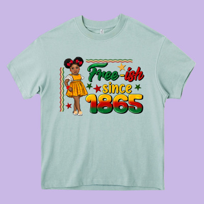 Free Ish Since 1865 Black Girl Peekaboo Juneteenth Heavy Core Tee Designed By Cowgirlartshop
