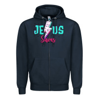 Navy jesus saves Zipper Hoodie - JahusDesignShop