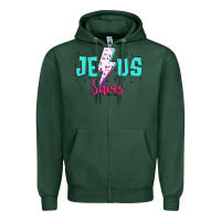 Sports Green jesus saves Zipper Hoodie - JahusDesignShop