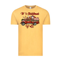 Vintage Mustard it's christmas y'all truck with farm animals Vintage Tee - RanaPortraitStore