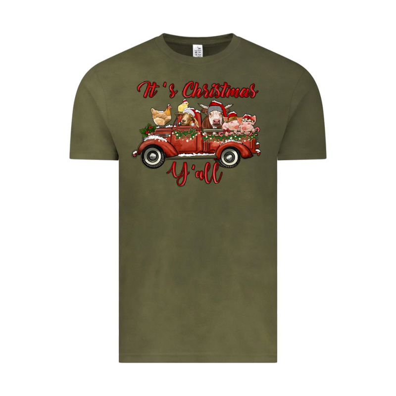 It's Christmas Y'all Truck With Farm Animals Vintage Tee by RanaPortraitStore | Teevron
