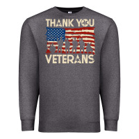 Charcoal Heather Thank You Veterans American Flag Patriotic Premium Sweatshirt - baoMotion
