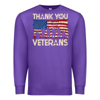 Purple Thank You Veterans American Flag Patriotic Premium Sweatshirt - baoMotion