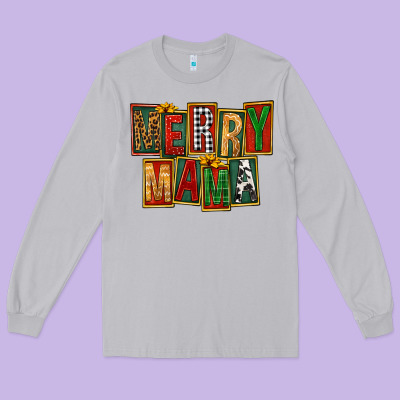 Merry Mama Long Sleeve Tee Designed By Fadigitalartstudio