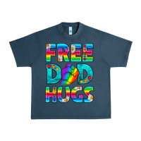 Midnight Navy Pride LGBTQ Free Dad Hugs Urban Heavy Tee - BundleAndBundleShop