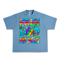 Pebble Blue Pride LGBTQ Free Dad Hugs Urban Heavy Tee - BundleAndBundleShop