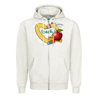 Oatmeal Heather teaching is a work of heart Zipper Hoodie - JahusDesignShop