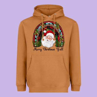 Merry Christmas Y'all Rainbow Heavyweight Hoodie Designed By Jahusdesignshop