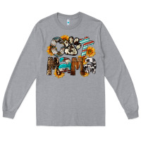 Heather Grey Cat  Mama Long Sleeve Tee - FaDigitalArtStudio