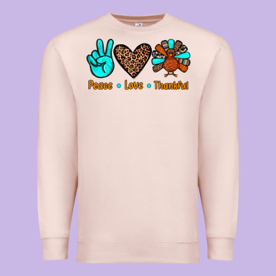 Peace Love Thankful Premium Sweatshirt Designed By Jahusdesignshop