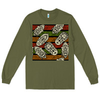 Army Green african mask seamless pattern Long Sleeve Tee - BundleAndBundleShop