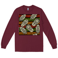 Burgundy african mask seamless pattern Long Sleeve Tee - BundleAndBundleShop