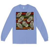 Colony Blue african mask seamless pattern Long Sleeve Tee - BundleAndBundleShop