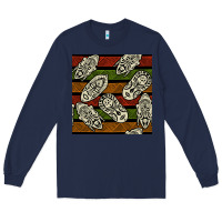 Navy african mask seamless pattern Long Sleeve Tee - BundleAndBundleShop