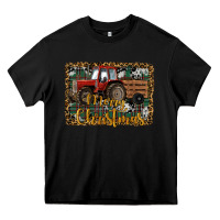 Black Merry Christmas Farm Tractor Heavy Core Tee - RanaPortraitStore